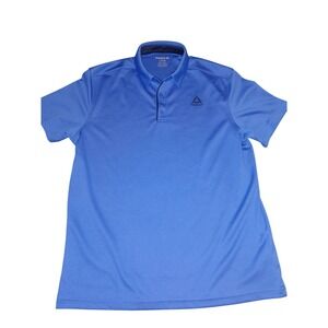 Reebok Mens Blue Performance Golf Polo Shirt Size Large Short Sleeve Athletic